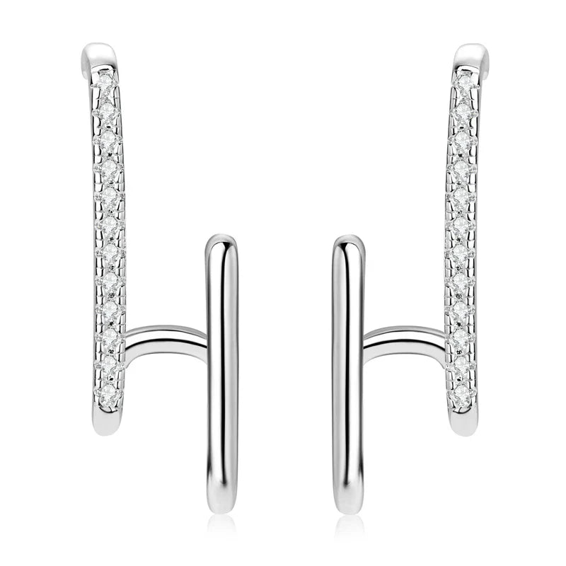 Moissanite Geometric Stud Earrings 925 Sterling Silver Push Back Gift For Women