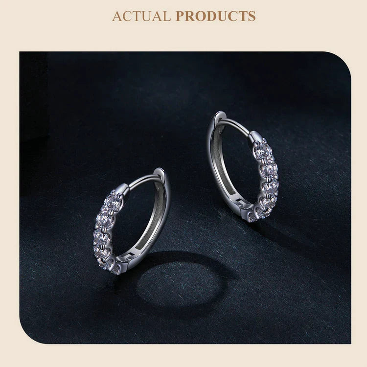 Moissanite Hoop Earrings 925 Sterling Silver D Color Round Sparkling 13mm