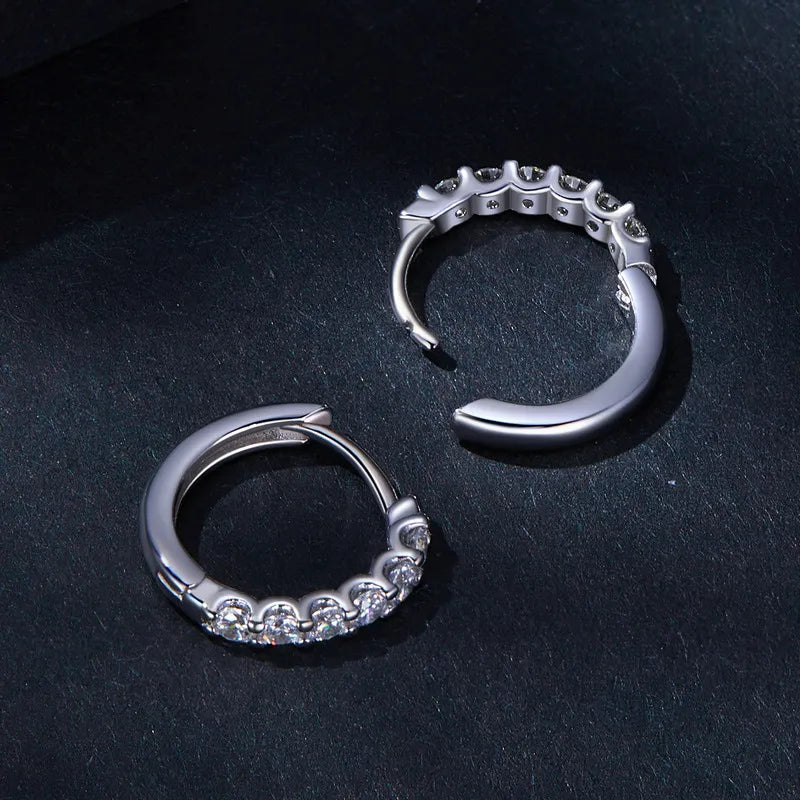 Moissanite Hoop Earrings 925 Sterling Silver D Color Round Sparkling 13mm