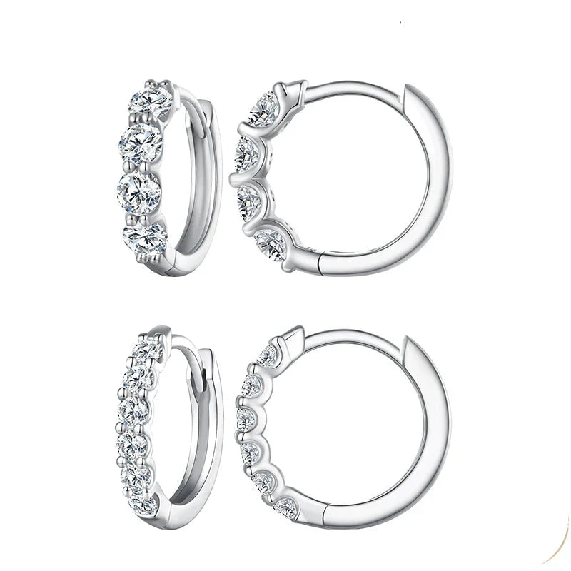 Moissanite Hoop Earrings 925 Sterling Silver D Color Round Sparkling 13mm