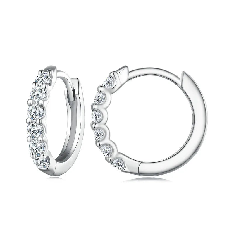 Moissanite Hoop Earrings 925 Sterling Silver D Color Round Sparkling 13mm