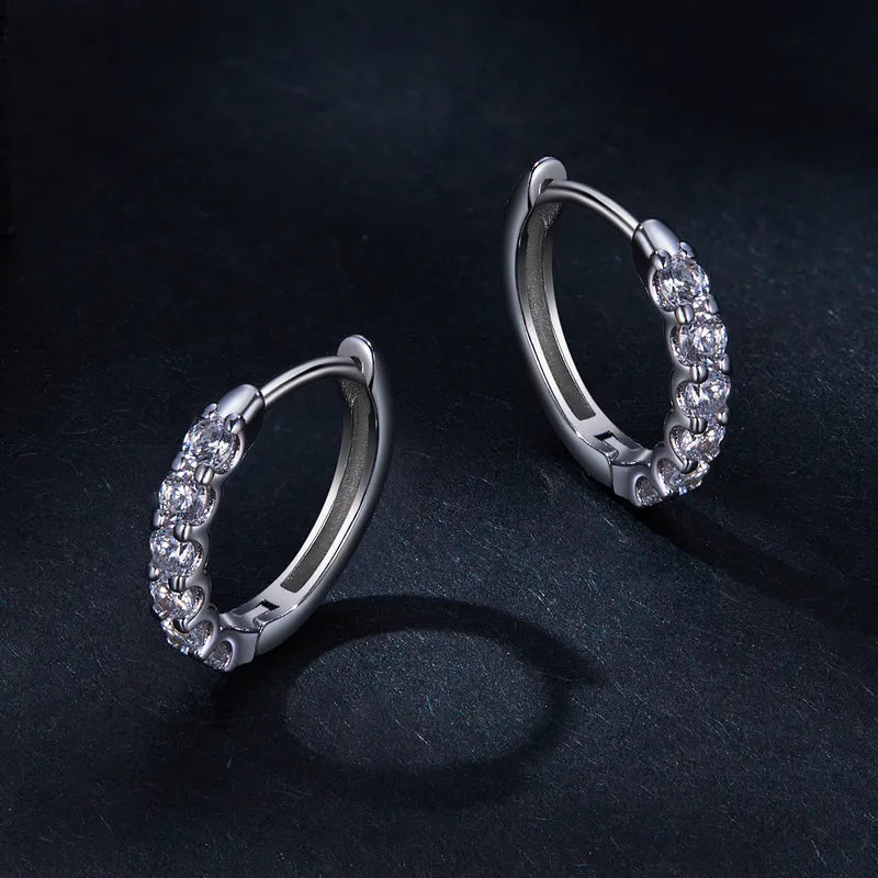 Moissanite Hoop Earrings 925 Sterling Silver D Color Round Sparkling 13mm