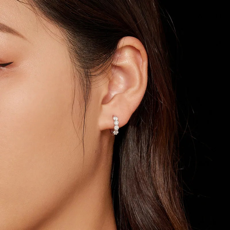 Moissanite Hoop Earrings 925 Sterling Silver D Color Round Sparkling 13mm