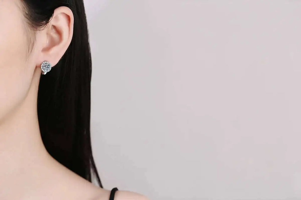 Moissanite Hoop Earrings 925 Sterling Silver Diamond-Cut Wedding Gift For Women