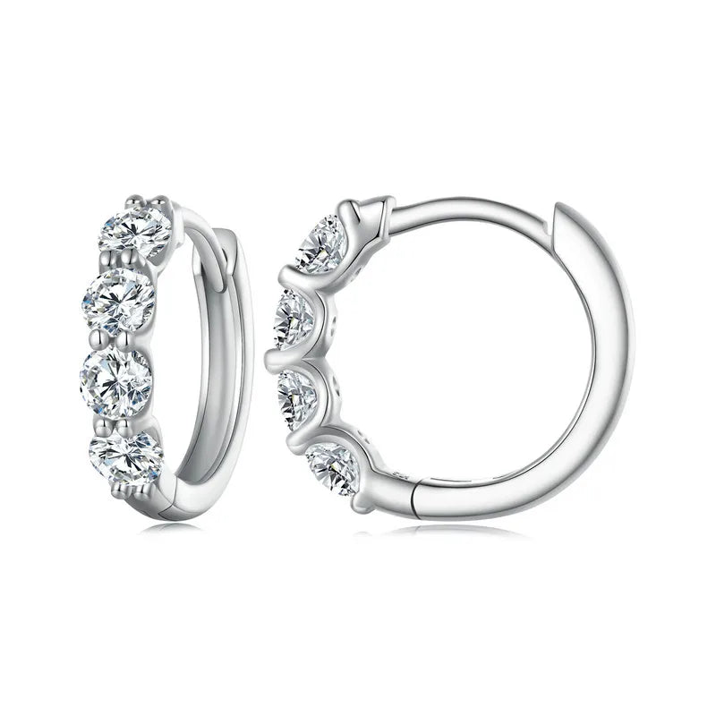 Moissanite Hoop Earrings 925 Sterling Silver D Color Round Sparkling 13mm