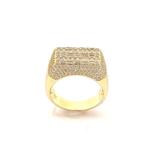 Moissanite Men Gold Iced Out Micro Pave Statement Ring