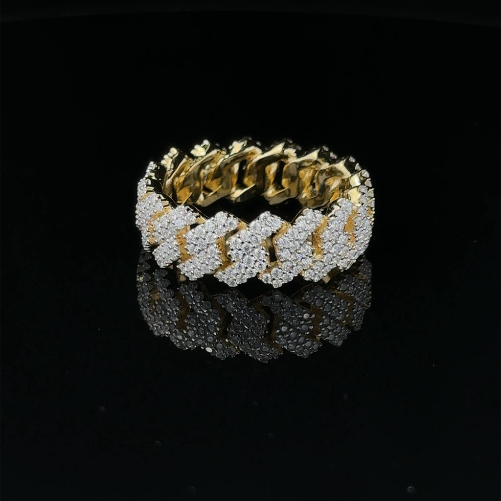 Moissanite Men Gold Iced Out Micro Pave Statement Ring
