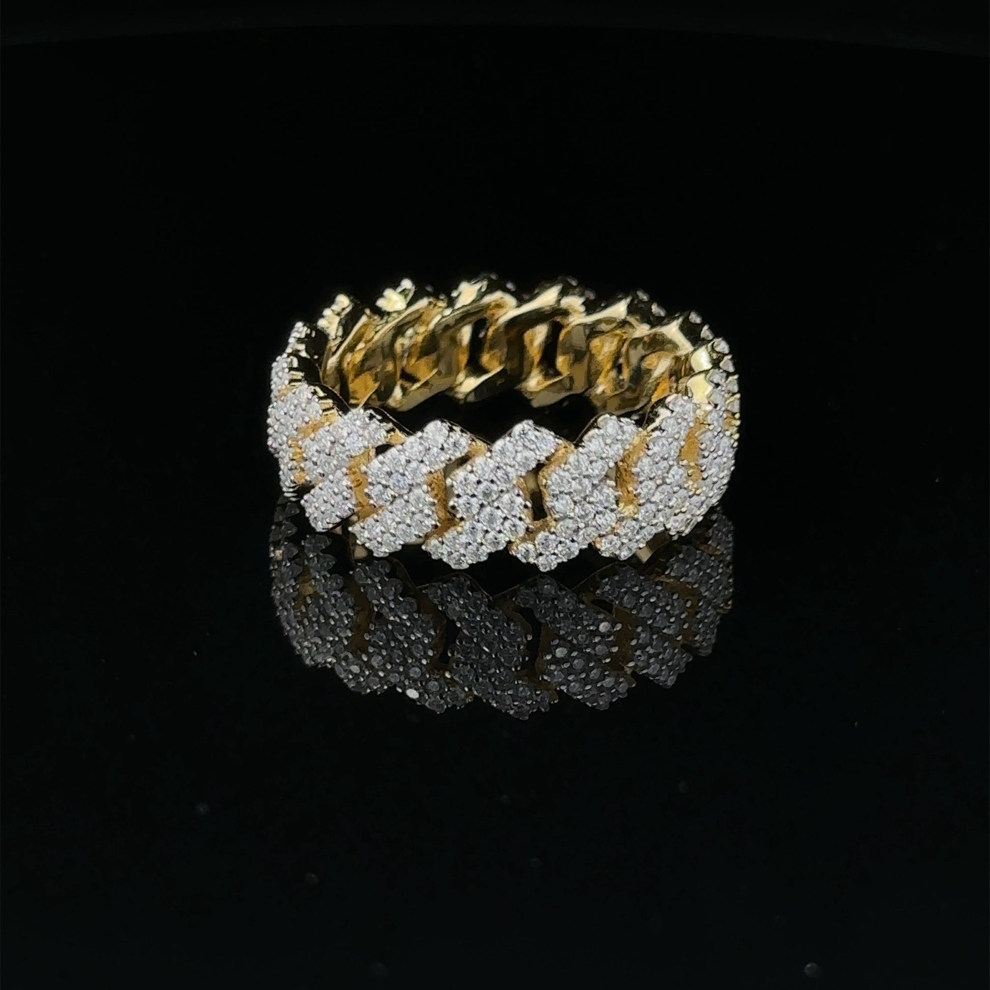 Moissanite Men Gold Iced Out Micro Pave Statement Ring