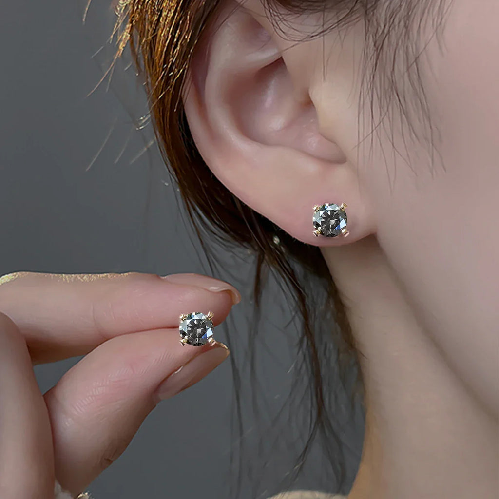 Moissanite Stud Earrings 0.3-3 Carat S925 Sterling Silver Gray Plated