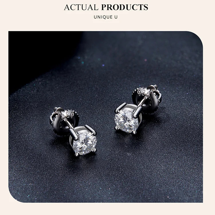Moissanite Stud Earrings 0.5-1ct Screw Back D VVS1 Lab Created White Gold