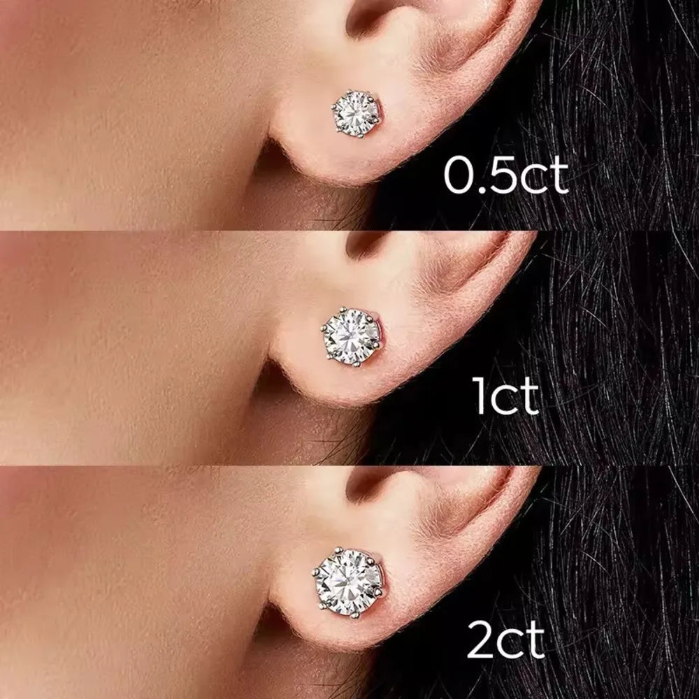 Moissanite Stud Earrings 1-6ct GRA Certified 21 Colors 925 Sterling Silver