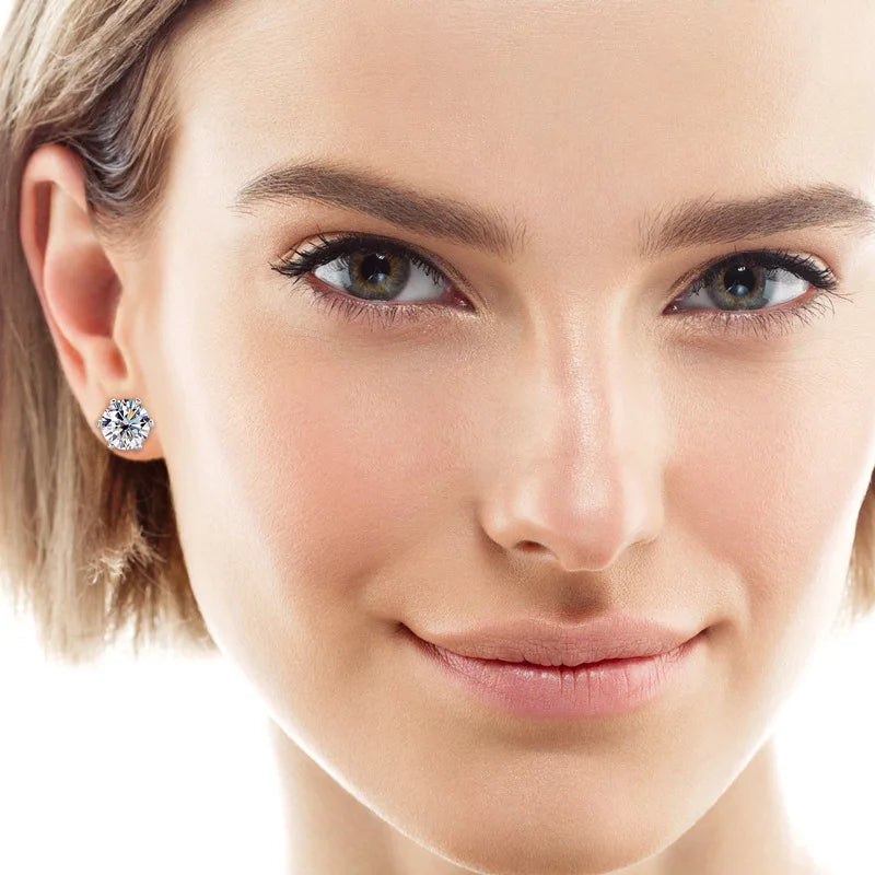 Moissanite Stud Earrings 0.2-6 Carat D-E Color 925 Sterling Silver