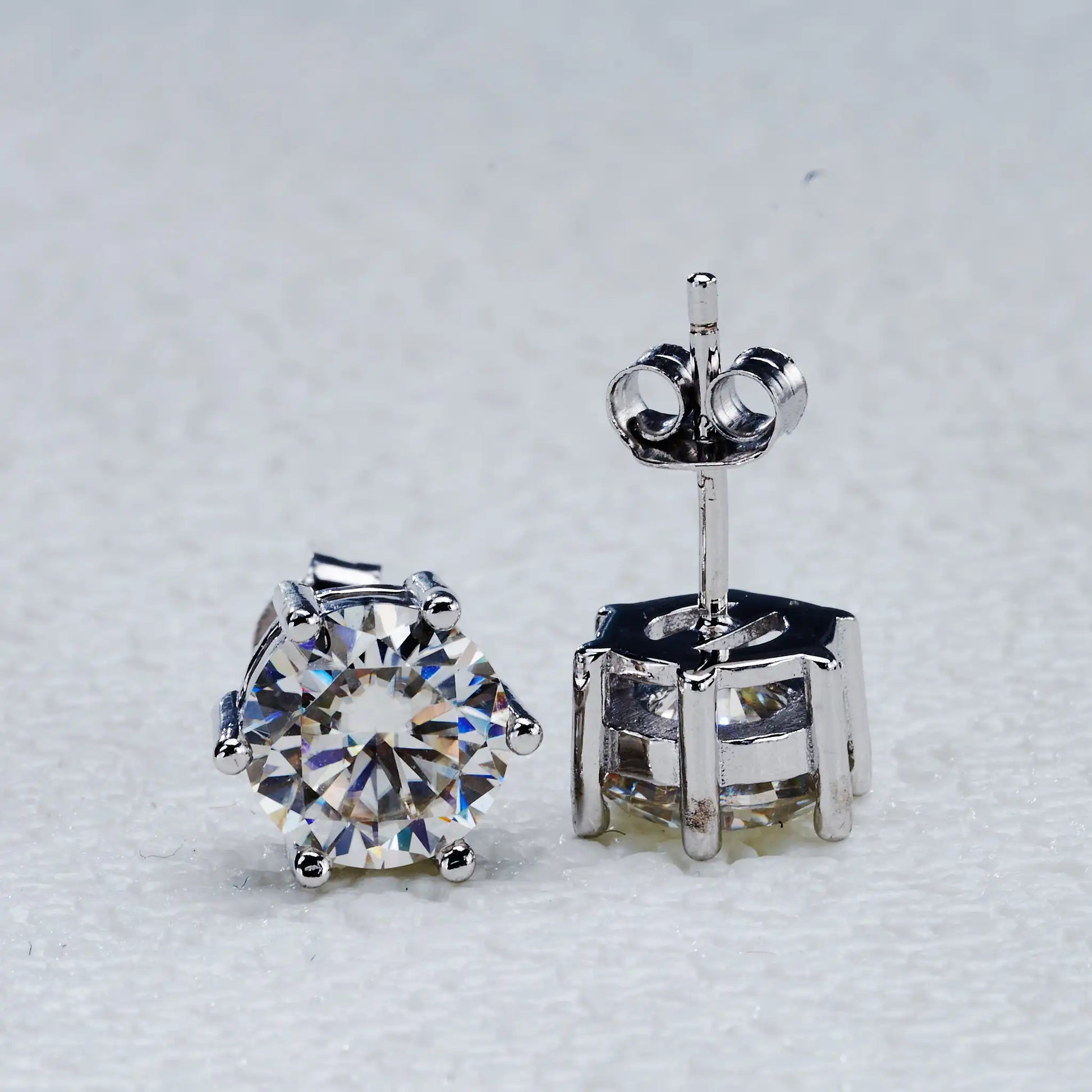 Moissanite Stud Earrings 0.5-3ct D Color GIA Certified 925 Silver Gold Plated