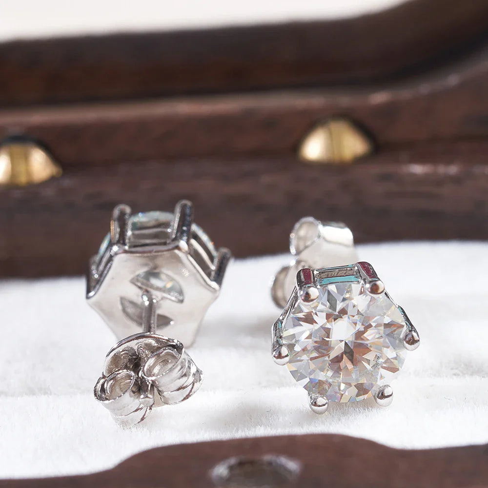 Moissanite Stud Earrings 1-6ct GRA Certified 21 Colors 925 Sterling Silver