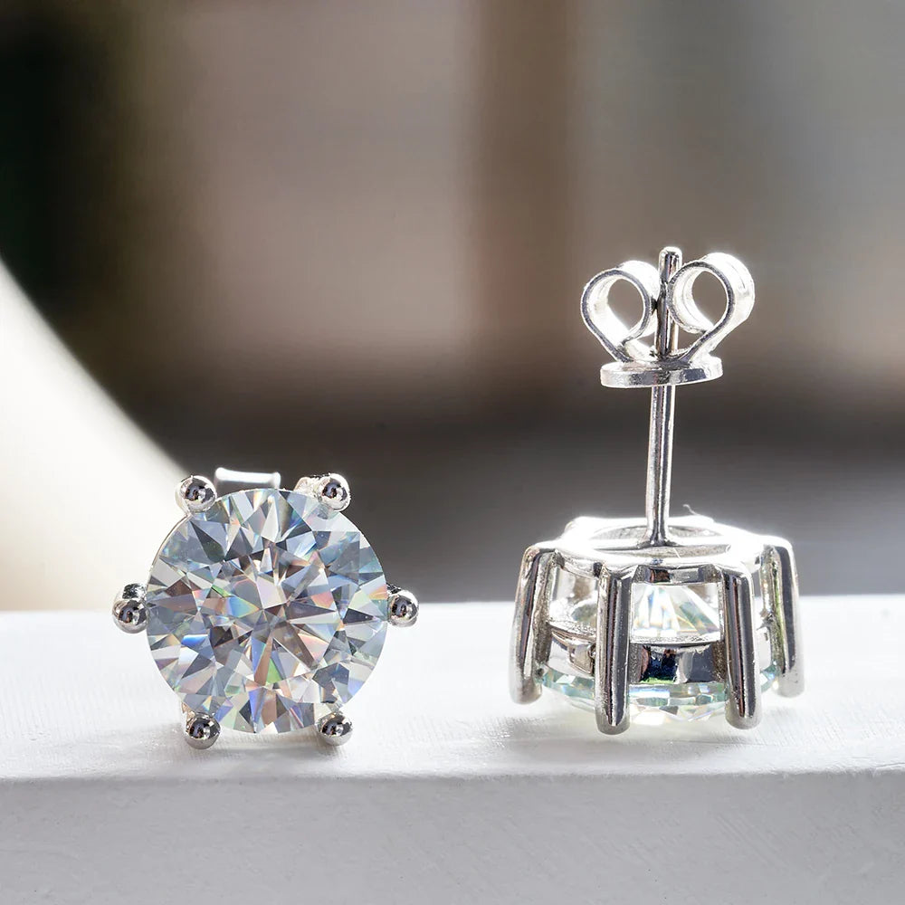 Moissanite Stud Earrings 1-6ct GRA Certified 21 Colors 925 Sterling Silver