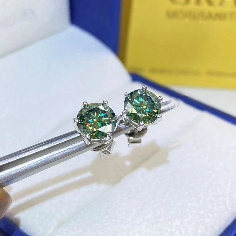 Moissanite Stud Earrings 1-6ct GRA Certified 21 Colors 925 Sterling Silver