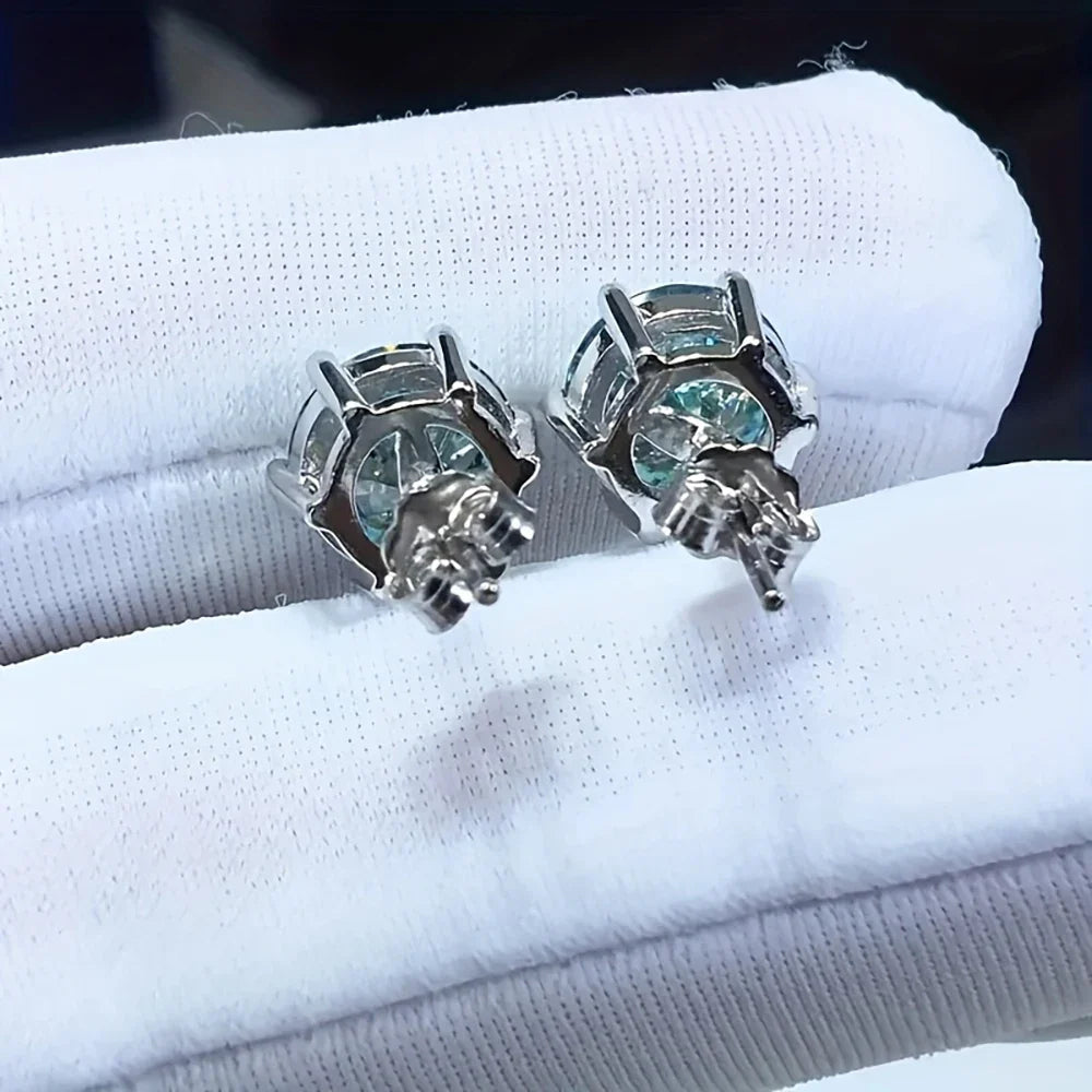 Moissanite Stud Earrings 1-6ct GRA Certified 21 Colors 925 Sterling Silver