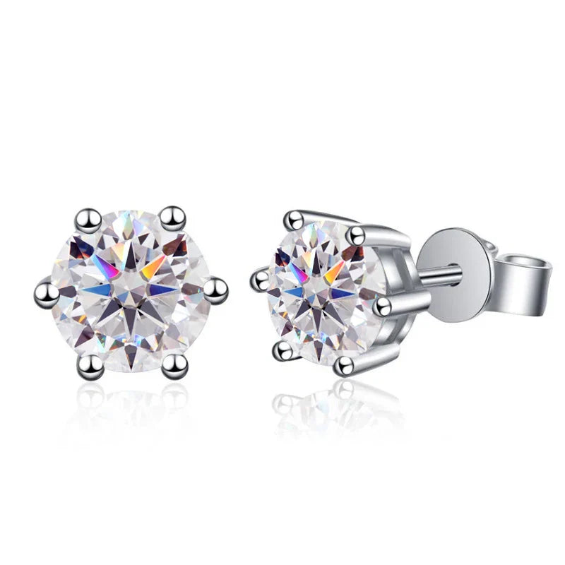 Moissanite Stud Earrings 1-6ct GRA Certified 21 Colors 925 Sterling Silver