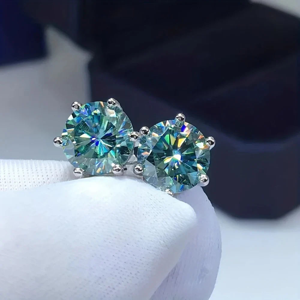 Moissanite Stud Earrings 1-6ct GRA Certified 21 Colors 925 Sterling Silver