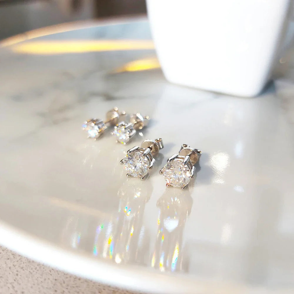Moissanite Stud Earrings 1-6ct GRA Certified 21 Colors 925 Sterling Silver