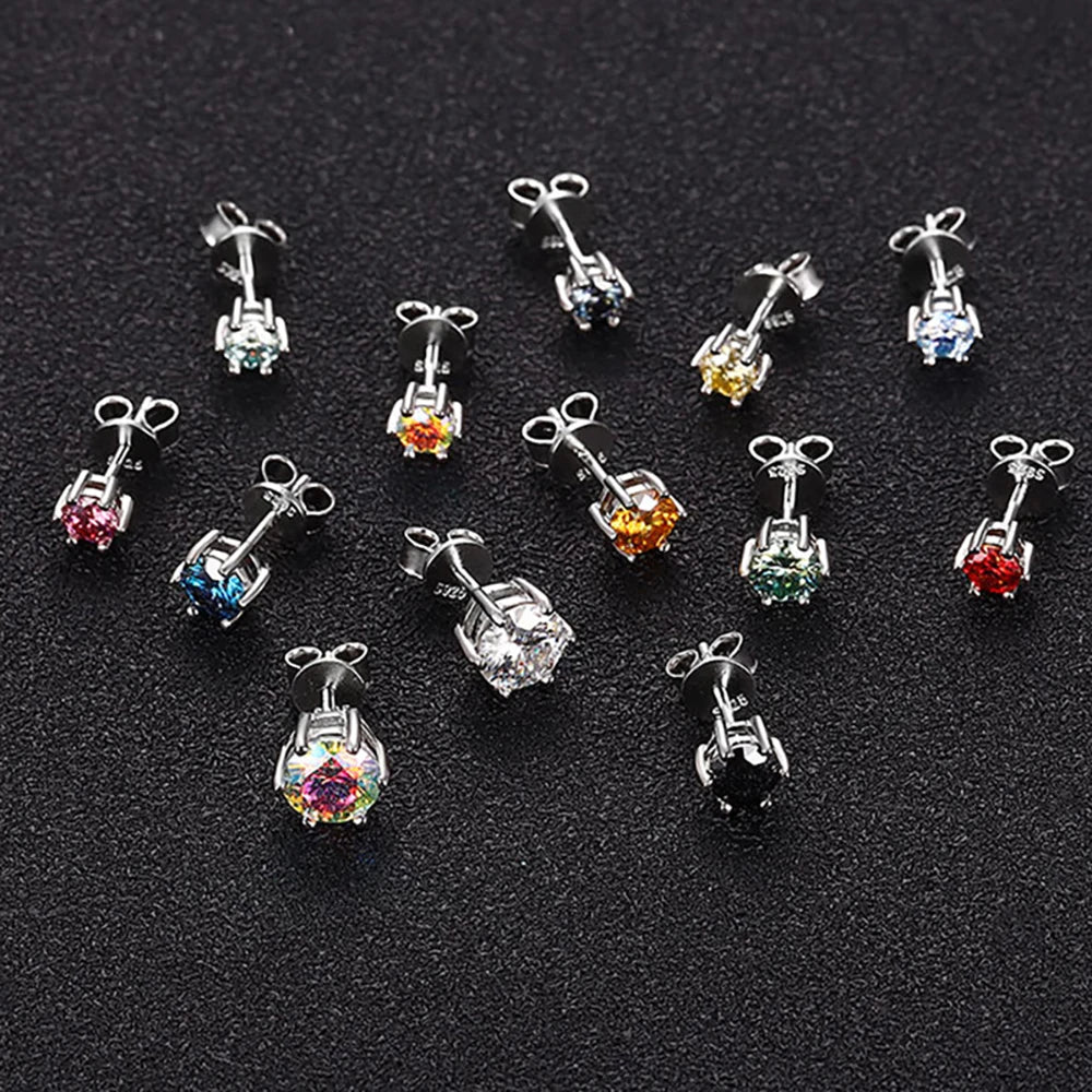Moissanite Stud Earrings 1-6ct GRA Certified 21 Colors 925 Sterling Silver