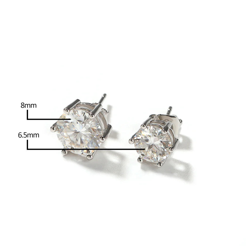 Moissanite Stud Earrings 1-6ct GRA Certified 21 Colors 925 Sterling Silver