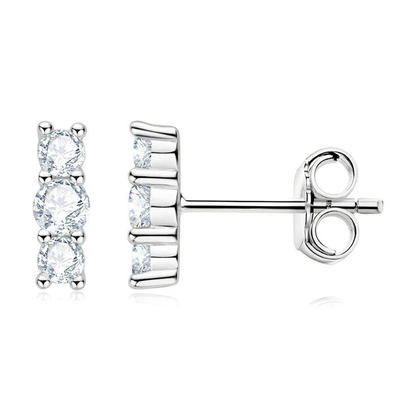 Moissanite Stud Earrings 925 Sterling Silver Mini Curved Climber Studs Women