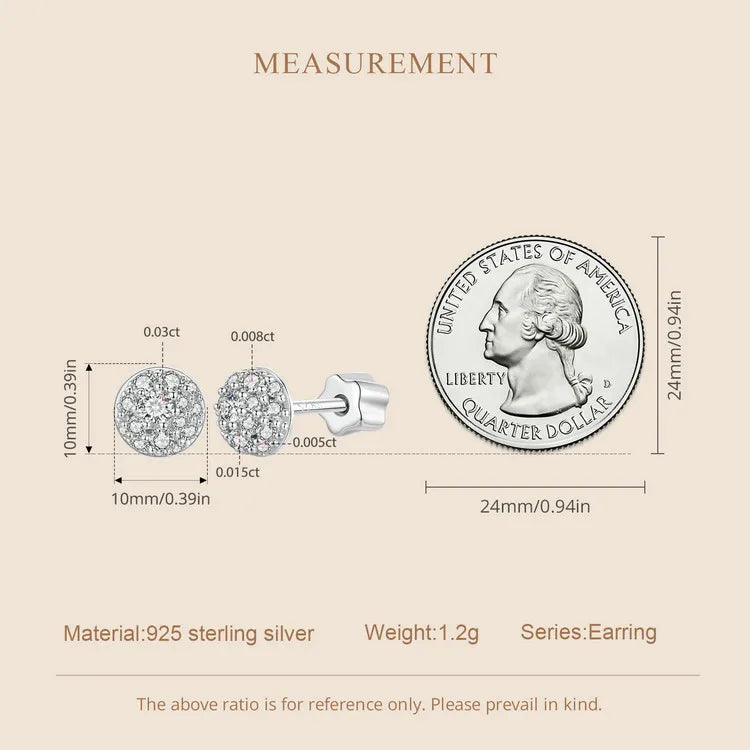 Moissanite Stud Earrings 925 Sterling Silver Hemisphere Dazzling For Mom