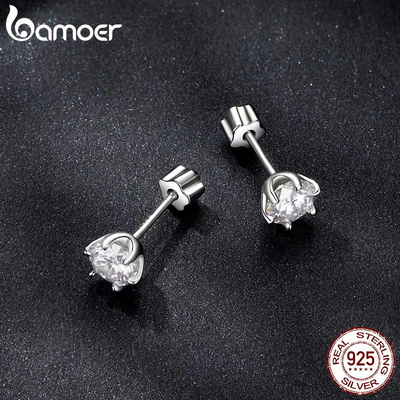Moissanite Stud Earrings 925 Sterling Silver White Gold Plated Huggie Screwback