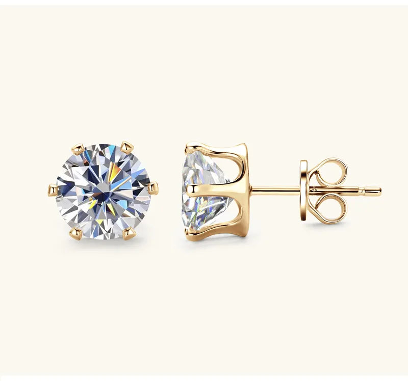 Moissanite Stud Earrings 0.2-6 Carat D-E Color 925 Sterling Silver
