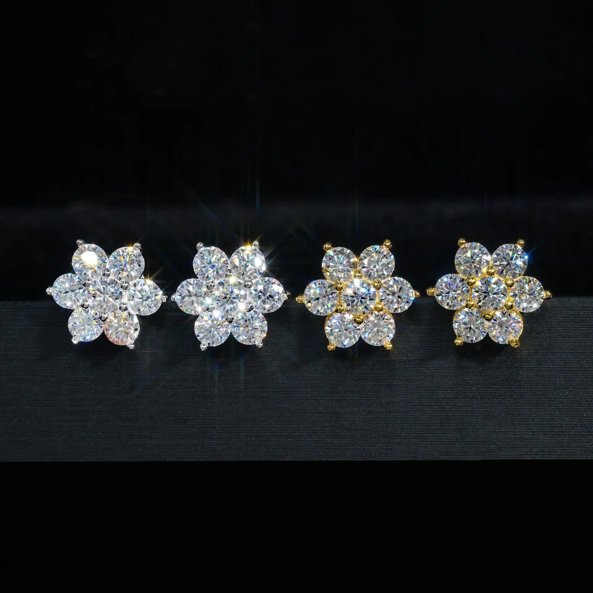 Moissanite Stud Earrings 925 Sterling Silver D Color Flower Earrings For Women