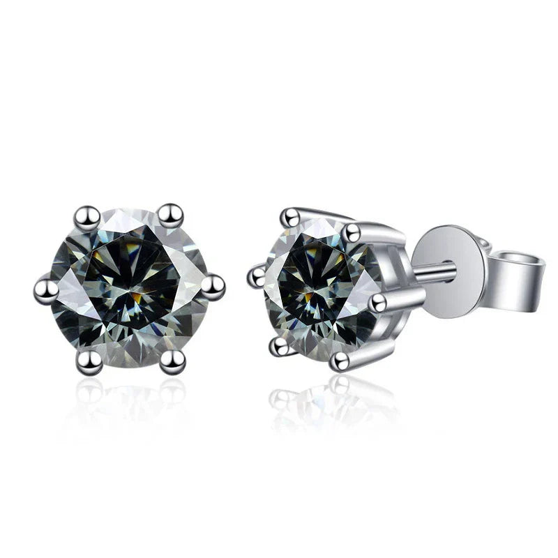 Moissanite Stud Earrings 1-6ct GRA Certified 21 Colors 925 Sterling Silver
