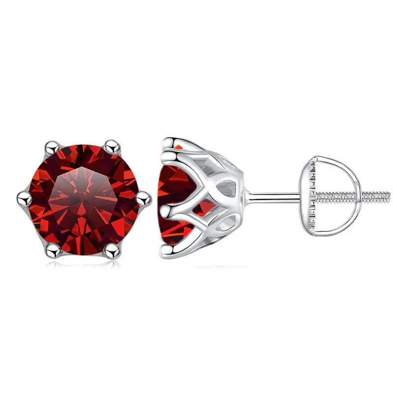 Moissanite Stud Earrings 0.5-2CT S925 Sterling Silver 18K 6-Prong Screw Backs
