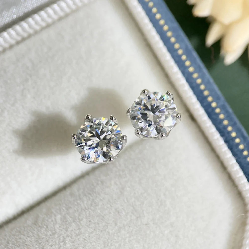 Moissanite Stud Earrings 0.5-2CT Screw Back S925 Sterling Silver 18K Plated