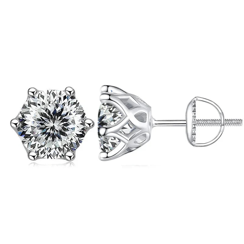Moissanite Stud Earrings 0.5-2CT Screw Back S925 Sterling Silver 18K Plated