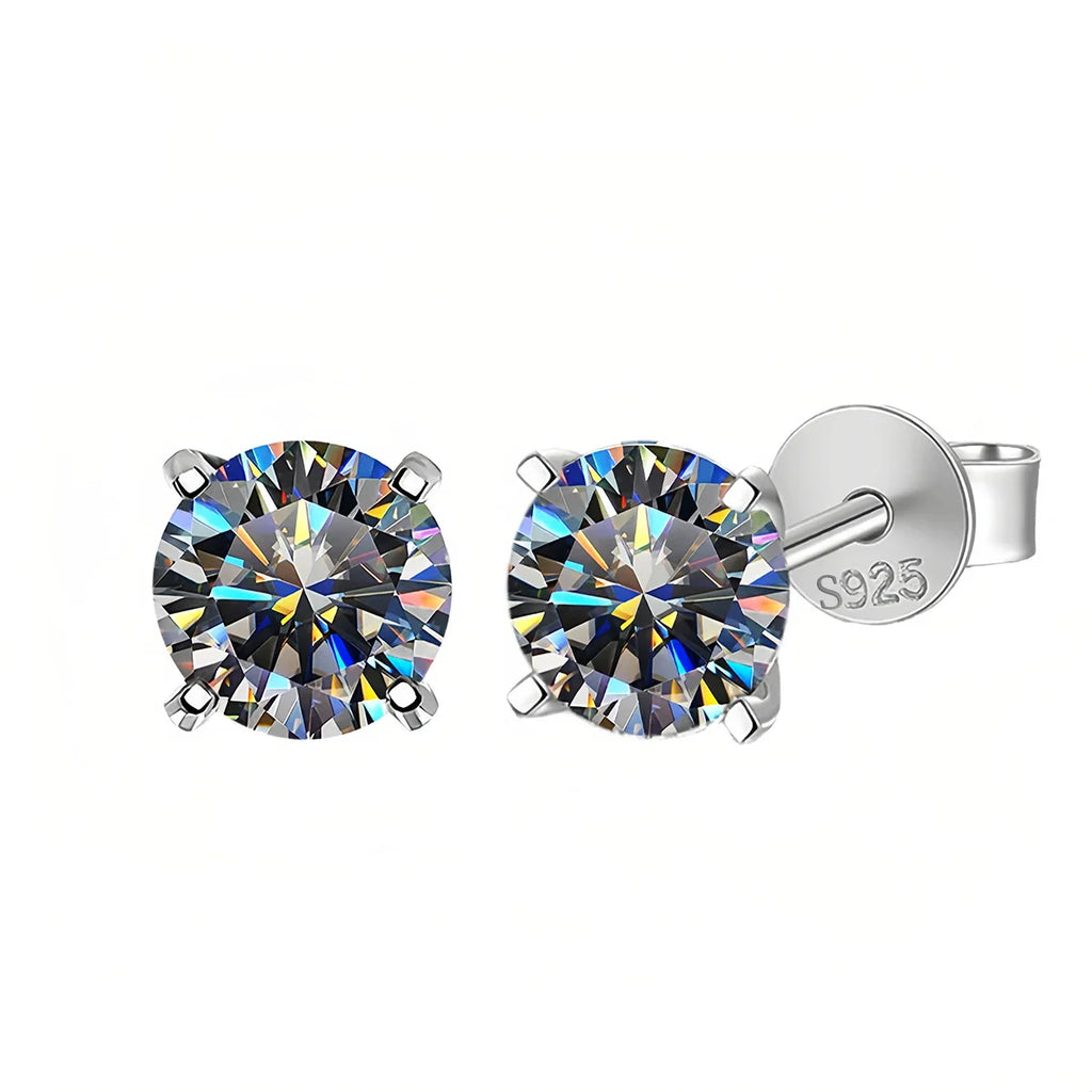 Moissanite Stud Earrings 0.3-3 Carat S925 Sterling Silver Gray Plated