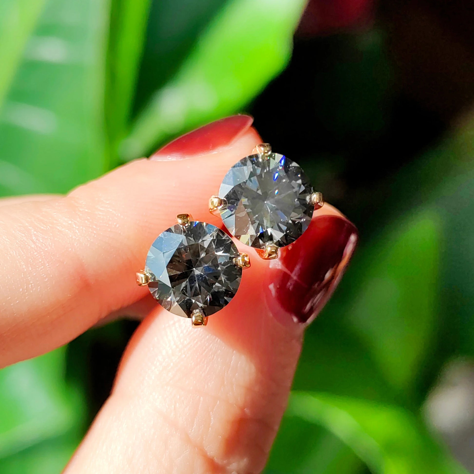 Moissanite Stud Earrings 0.3-3 Carat S925 Sterling Silver Gray Plated