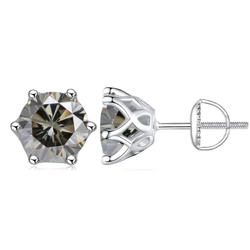 Moissanite Stud Earrings 0.5-2CT Screw Back S925 Sterling Silver 18K Plated