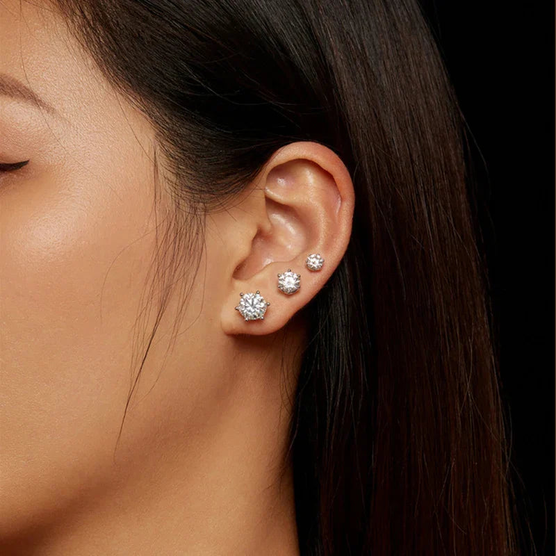 Moissanite Stud Earrings 0.5-2CT Screw Back S925 Sterling Silver 18K Plated