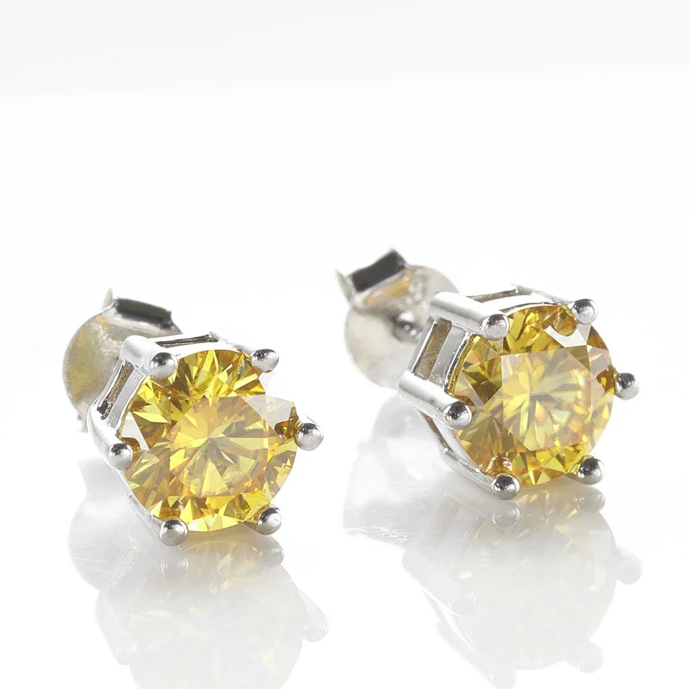 Moissanite Stud Earrings 1-6ct GRA Certified 21 Colors 925 Sterling Silver