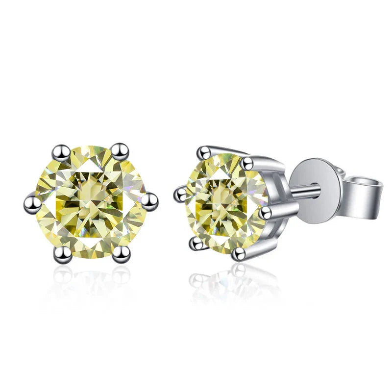 Moissanite Stud Earrings 1-6ct GRA Certified 21 Colors 925 Sterling Silver