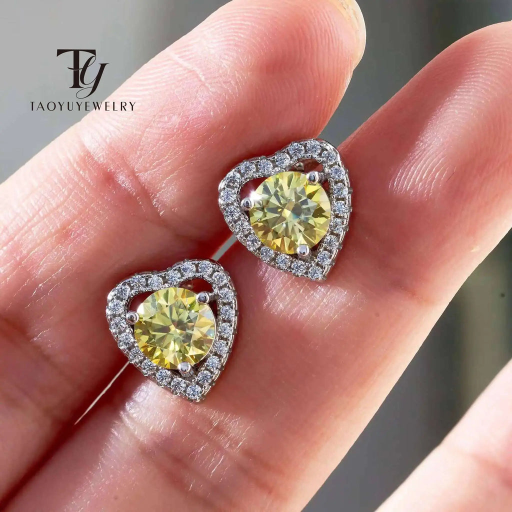 Moissanite 2ctw D Color Heart Stud Earrings 1ct Each 925 Sterling Silver
