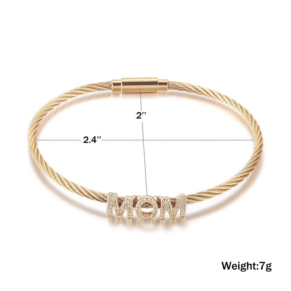 Mom Pavé Cubic Zirconia Gold Cable Bracelet Gift For Her