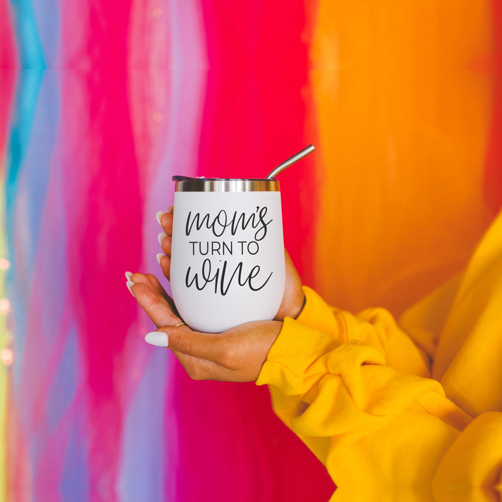 Mom's Turn 12oz Stainless Steel Insulated Travel Mug With Lid BPA Free Hand Wash Only