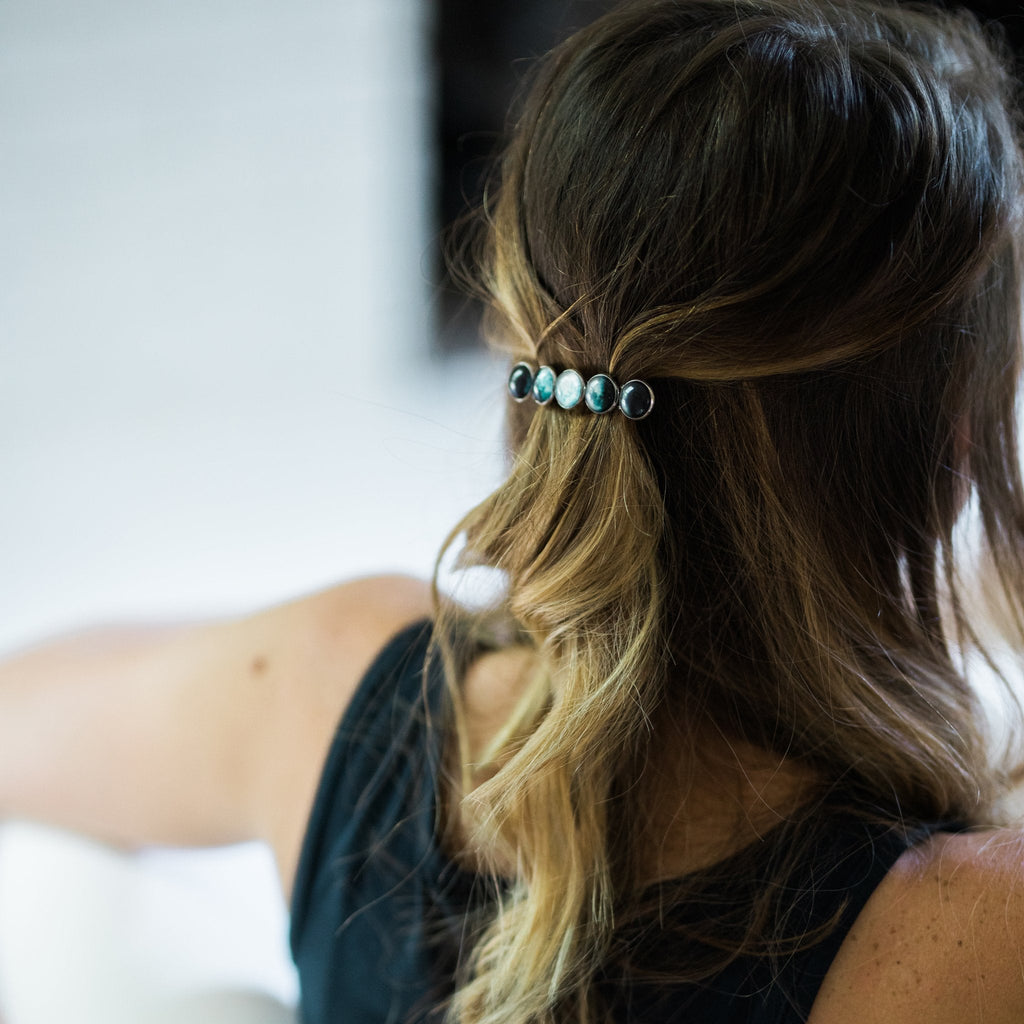 Moon Phase Hair Barrette Slim Five Phase Celestial Clip