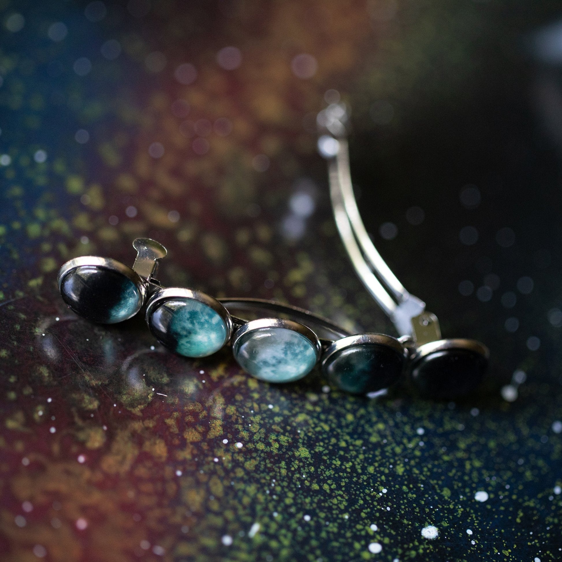 Moon Phase Hair Barrette Slim Five Phase Celestial Clip