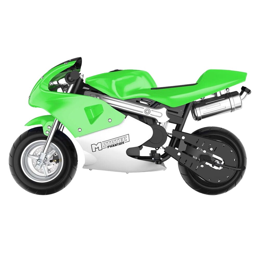 MotoTec Phantom 49CC Two-Stroke Gas Pocket Bike, Green (SAK94682)
