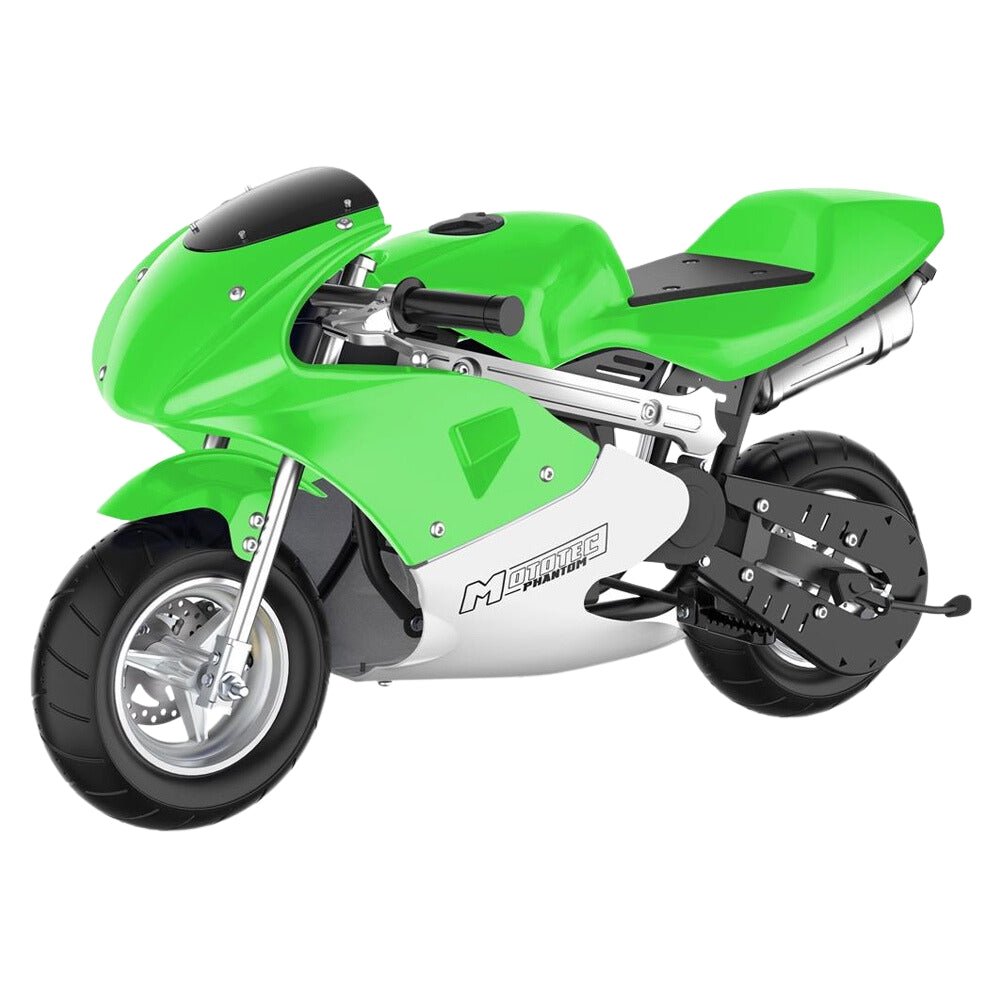 MotoTec Phantom 49CC Two-Stroke Gas Pocket Bike, Green (SAK94682)