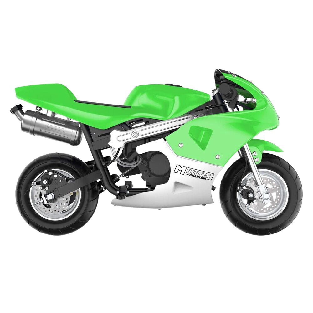 MotoTec Phantom 49CC Two-Stroke Gas Pocket Bike, Green (SAK94682)