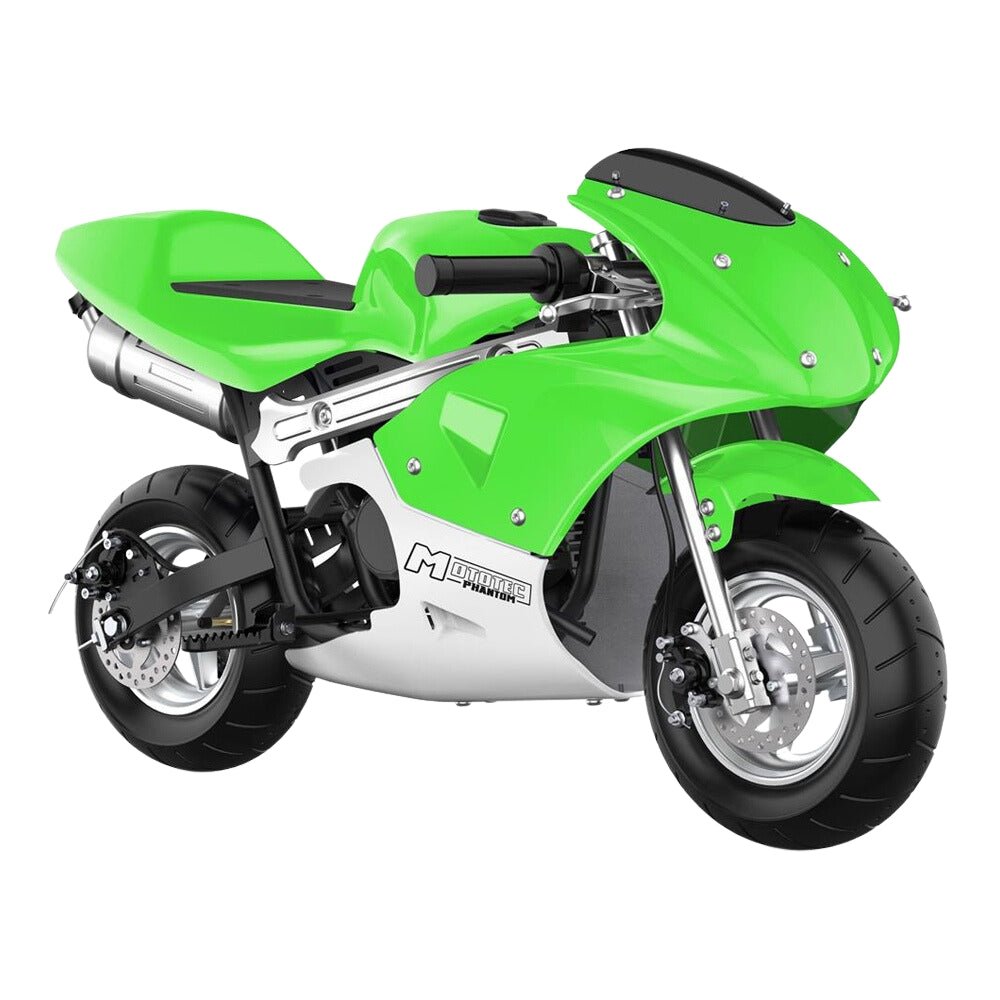 MotoTec Phantom 49CC Two-Stroke Gas Pocket Bike, Green (SAK94682)